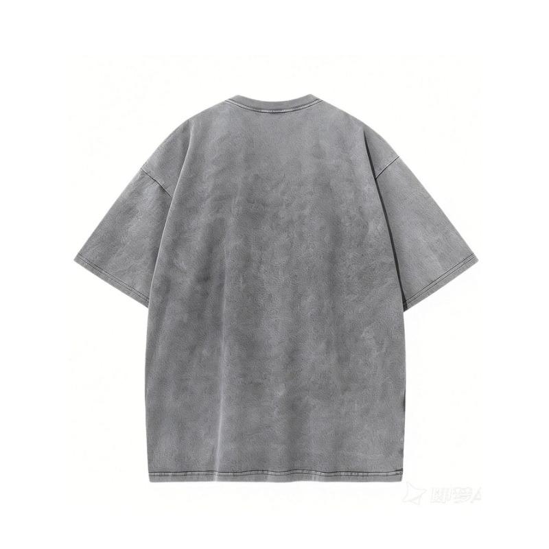 Herren Schweres Gewaschenes Vintage Lockeres Drop Shoulder Kurzarm T-Shirt
