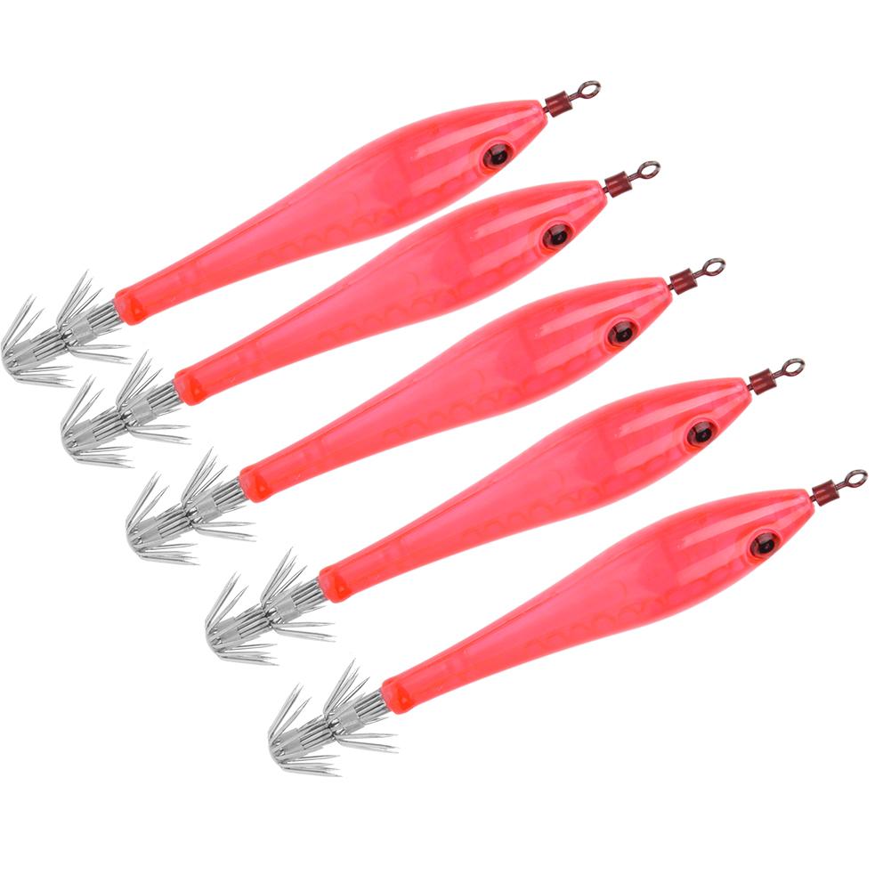 5 Stück Leuchtende Tintenfisch-Jigs Haken Angelköder Köder Zubehör für SeeSüßwasserred
