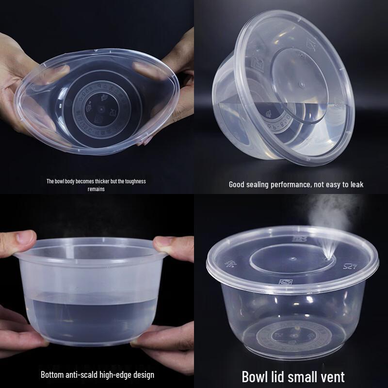 COMATE Transparent PP Disposable Takeout Bowls
