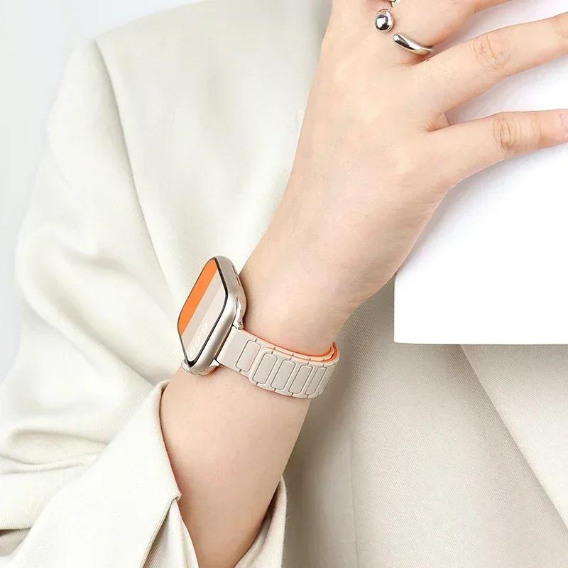 Magnetic Silicone Loop Strap For Apple Watch S11 42/46mm 41mm 45 Slim Bands 44mm 40mm 38 Bracelet iWatch SE 10 9 8 7 6 5 4 Ultra1/2/3 49