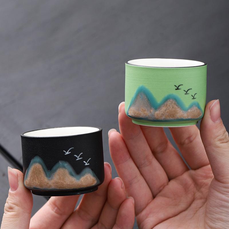 Hand-painted Wanli Jiangshan tea tasting cup ceramic teacup tea set Japanese dragon egg cup kung fu single cup master cup drinking tea bowl