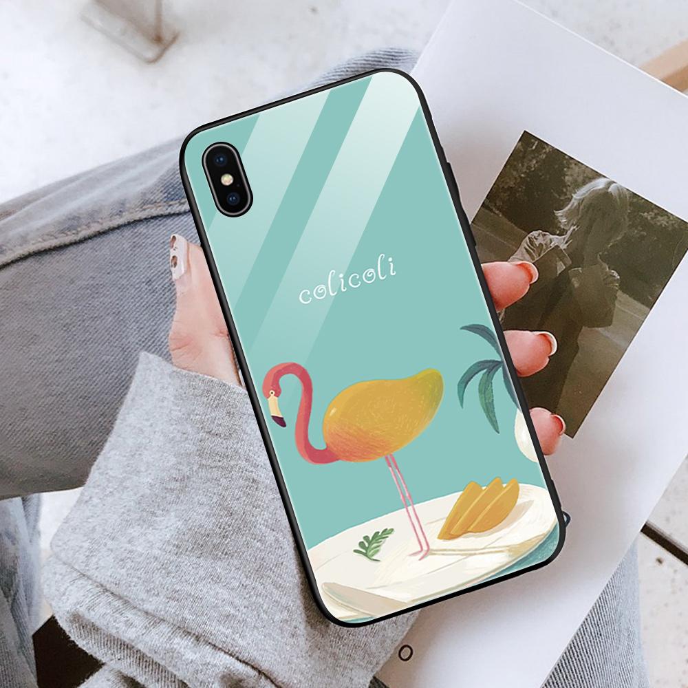 Popular Stylish Ins Tempered Glass Phone Case for iPhone Samsung Galaxy Infinix TPU Soft Edge Shockproof Cover Cases