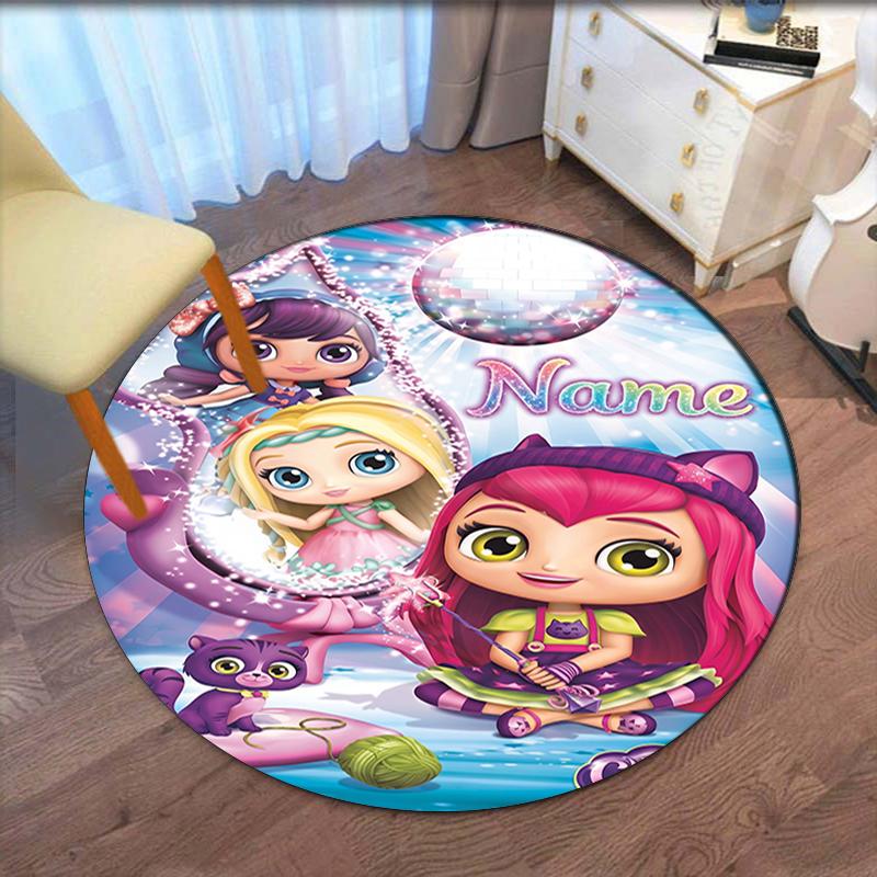 Custom Name Little Charmers Printed Round Rug Carpet Chair Rug Area Rug Entryway Doormats,for Office Chair Living Room Bedroom Kitchen Room.