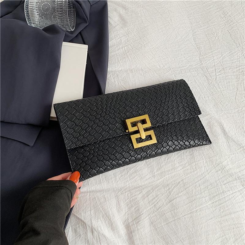 Fashionable Minimalist Women s Handbag With Lock Closure And Mobile Pocket Design Black