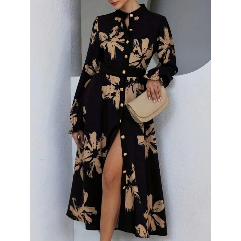 

Женское платье с французским принтом, V-образным вырезом, длинными рукавами и акцентом на талии 2XL чёрный