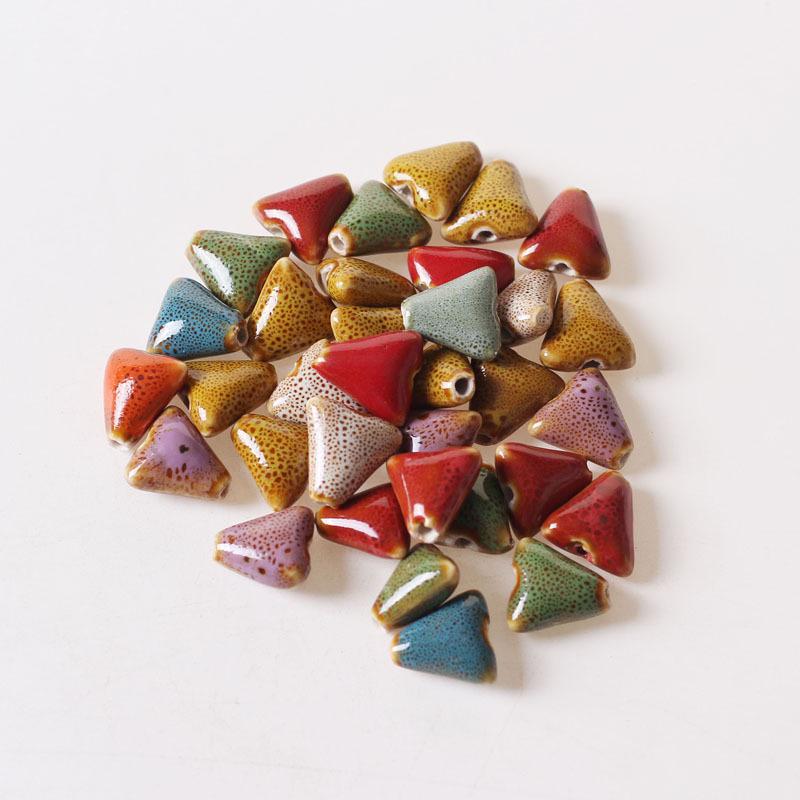 Floral Glaze Triangle Beads 16mm - Irregular Loose Beads for Bracelets