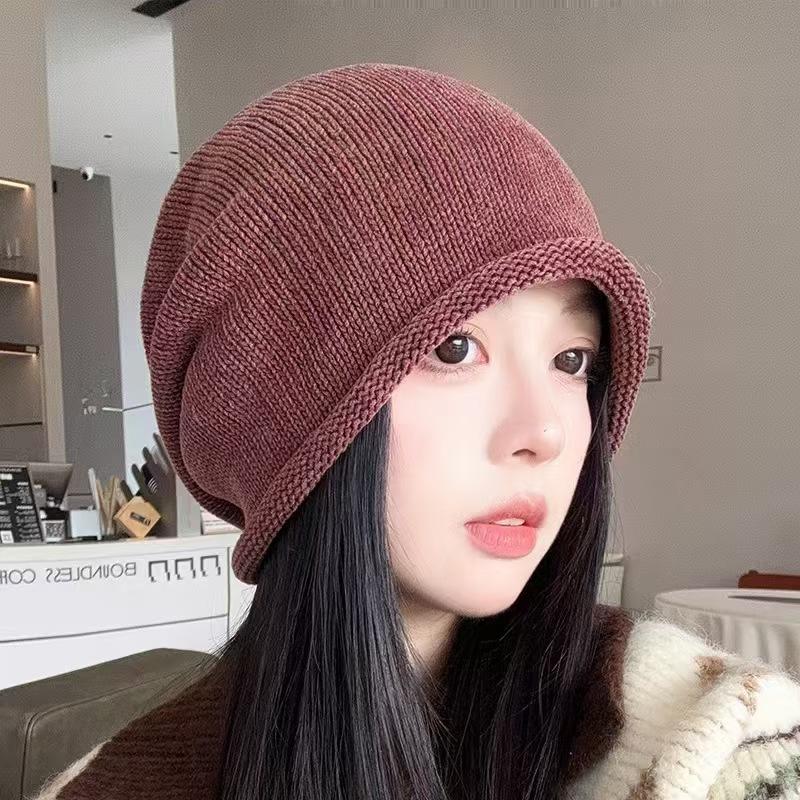 Стильная женская зимняя шапка Crosswater, винтажная, с эффектом потертости, для сужения лица, большого размера, теплая вязаная шапка, круглая макушка, дышащая Average size