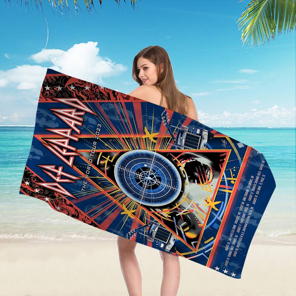D-Def L-LeppardS Band Anime Beach Swimming Towel Soft Absorbent Washcloth Children's Gifts for Kids Travel Camping Gym