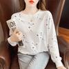 Sweatshirt New Thin Loose Long Sleeve T-Shirt Stylish Print Top Spring Autumn Round Collar Women's Cotton