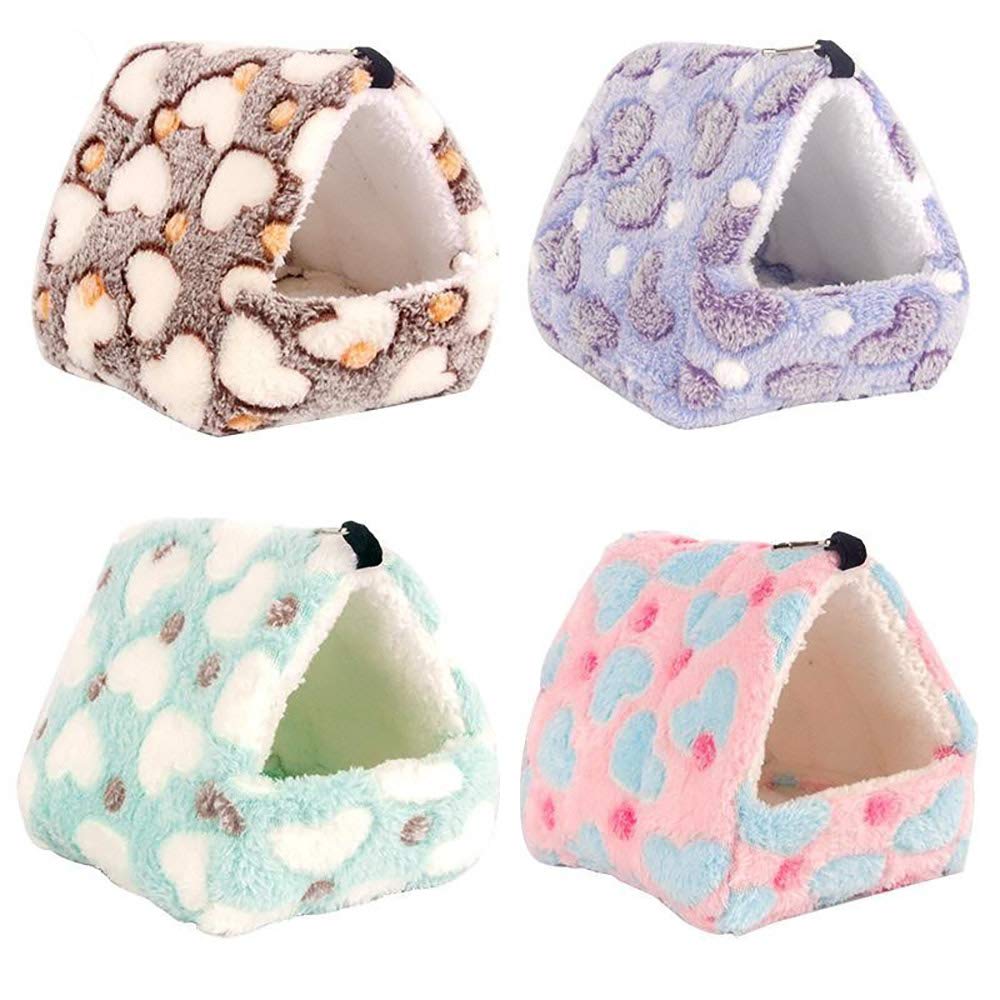 moin moin Hamster, Bird, Squirrel, Small Animal House, Heart-Shaped Bed | Fluffy and Warm Winter Bed with Insole, Hanging, 2-Way Use / 14x11x12cm (Blu