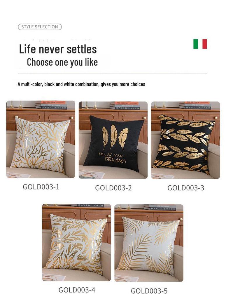 Fronha de Almofada de Pelúcia Curta Folha Dourada Hot Stamping Temu - Capa de Almofada de Sofá Retrô Luxo Leve