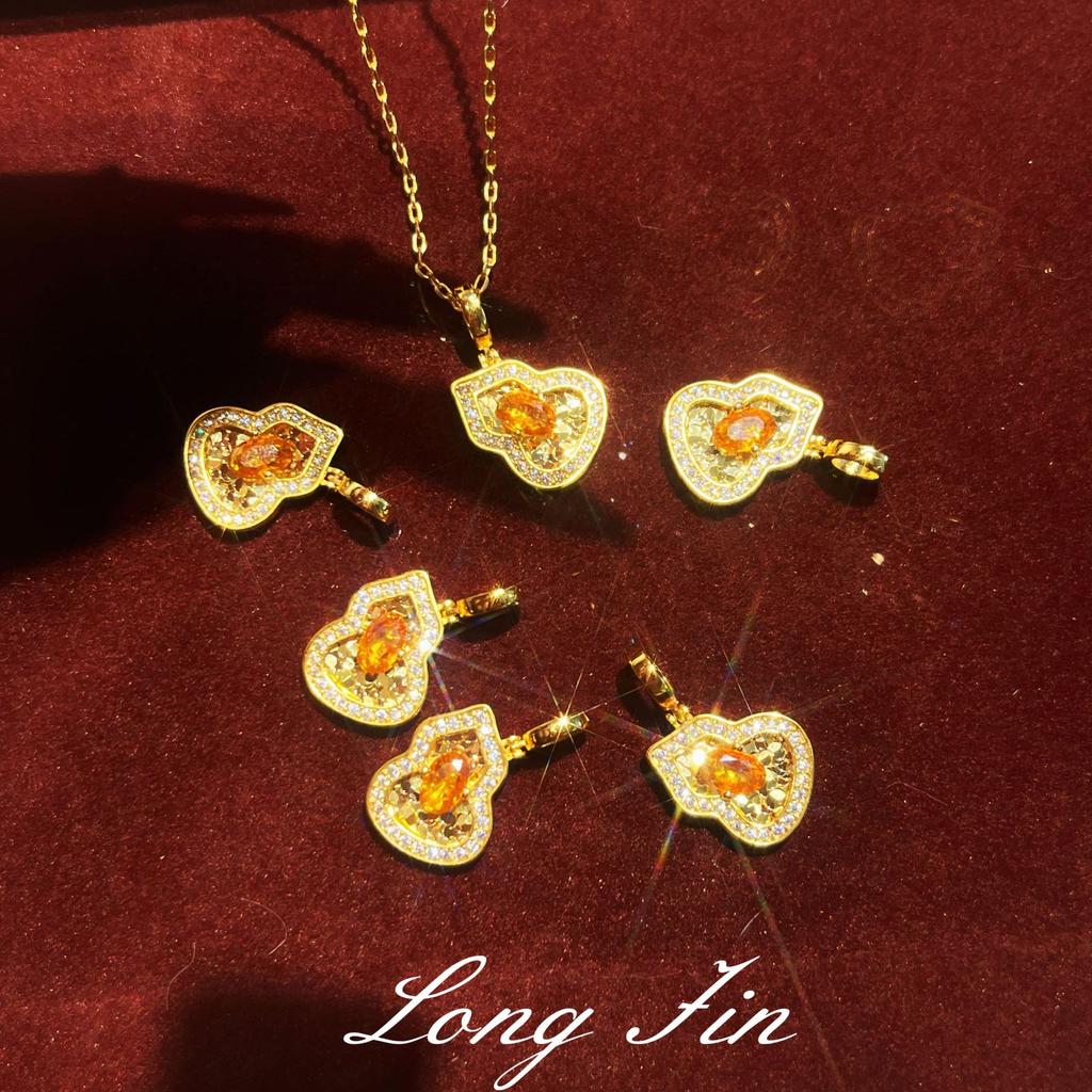 Stone Gourd Crushed Ice Ice Necklace Women'S Versatile Can Pull Light Luxury Niche Collarbone Chain Real Gold Electroplating
