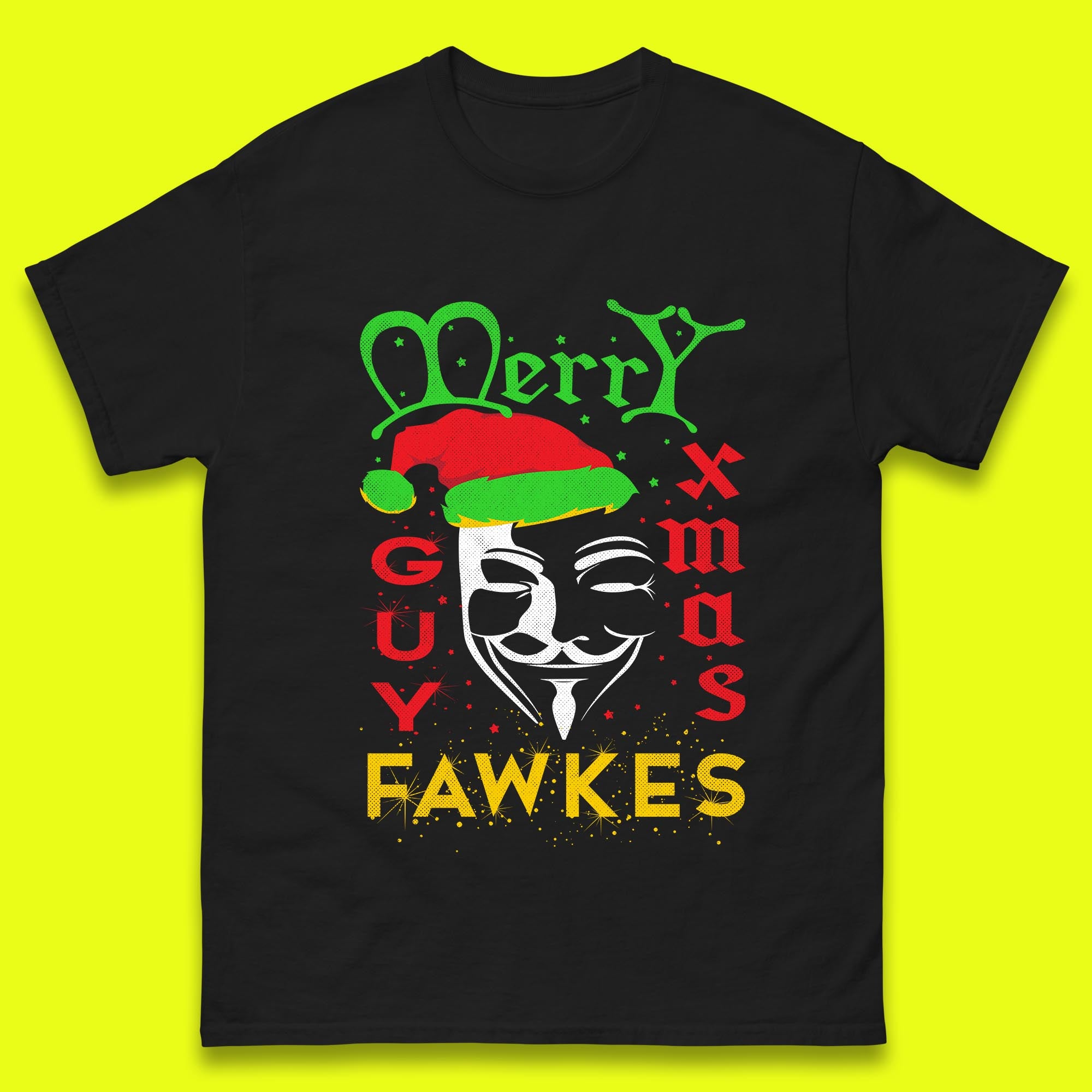 Merry Christmas Anonymous Mask Mens T Shirt Womens Tops Tees 4XL