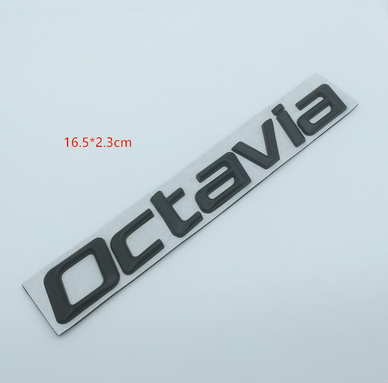 AFQ3  1pcs 3D Metal Octavia High Quality Silver/black Car Letter Emblem Rear Tail Trunk Decals Badge Sticker Decal Styling For Skoda