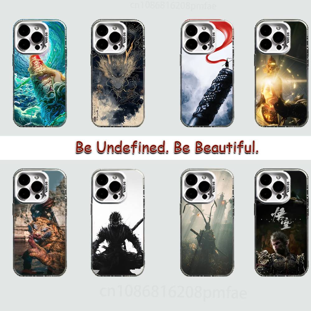 B-Black Myth Wukong White Shockproof Phone Case For iPhone 16,15,14,13,12,11,Pro,XS,Max,Plus,Mini,SE