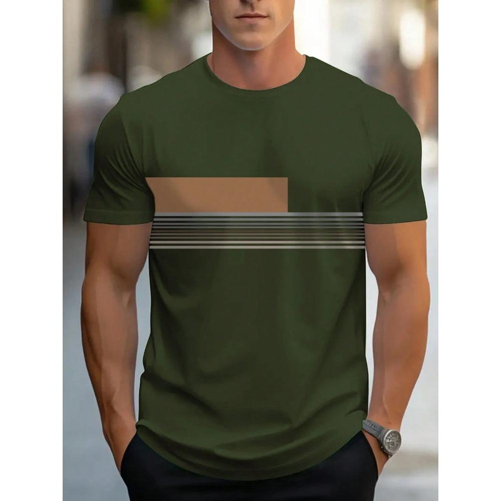 Sommer Herren Freizeit Sport locker übergroß einfach Buchstabenmuster bedruckt Rundhals Kurzarm T-Shirt Top