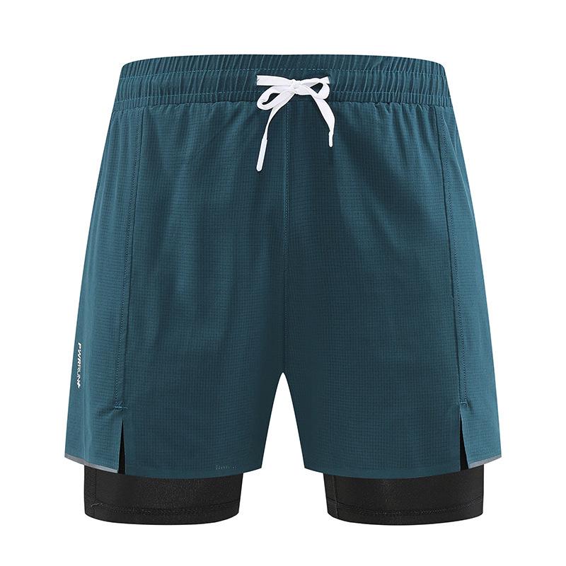 2024 Men's Quick-Dry Sports Shorts, Fake Two-Piece Design, Mid-Length with Inner Lining for Running or Training