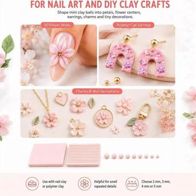 Nagelkunst Perlenroller 4-teiliges Set 3D-Druck Ton Gel Ball Herstellungswerkzeug 2-5 mm Größen für Maniküre zu Hause Tägliche Anwendung