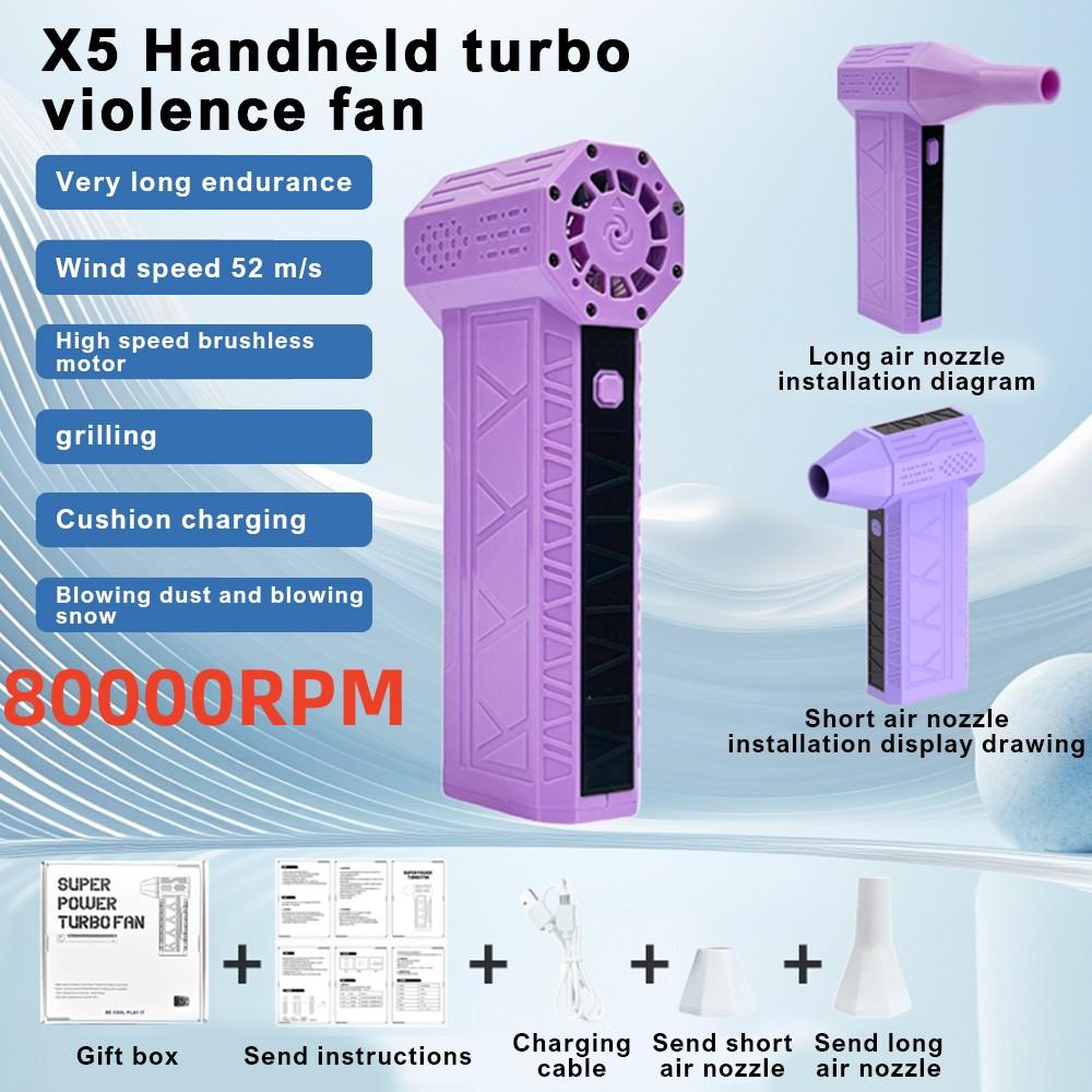 

Воздуходувка 140000 об/мин турбореактивный вентилятор бесщеточный двигатель ручной канальный вентилятор 62M/S портативный зарядка Type-C с дисплеем питания ventilado