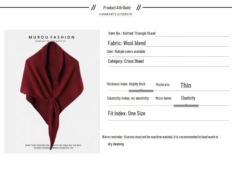 Korean Wool Blend Thick Shawl: Solid Color, Warm Knitted Cowl, Perfect for Spring & Autumn Layering