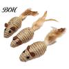 Indoor Cat Hunting Stimulation Colorful Mouse Toys, Jute Rope Chew Feather Mice Natural Kitten Toys Teeth Cleaning for Cats Exercise And Oral
