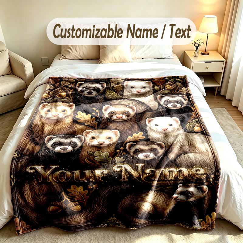 Forest Nature Theme Custom Blanket Personalized Name & Text Customized Soft Warm Throw Blanket Home Decor