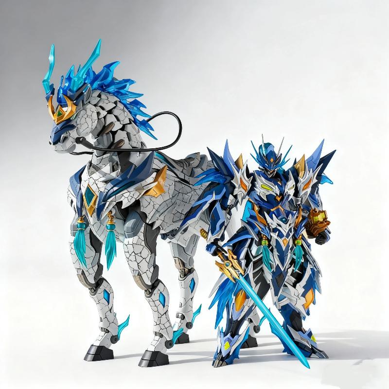 Motor Nuclear Zhao Yun Assembly Model Kit Action Figure With Yulan White Dragon Horse Alloy Skeleton Desktop Decoration Boy Gift