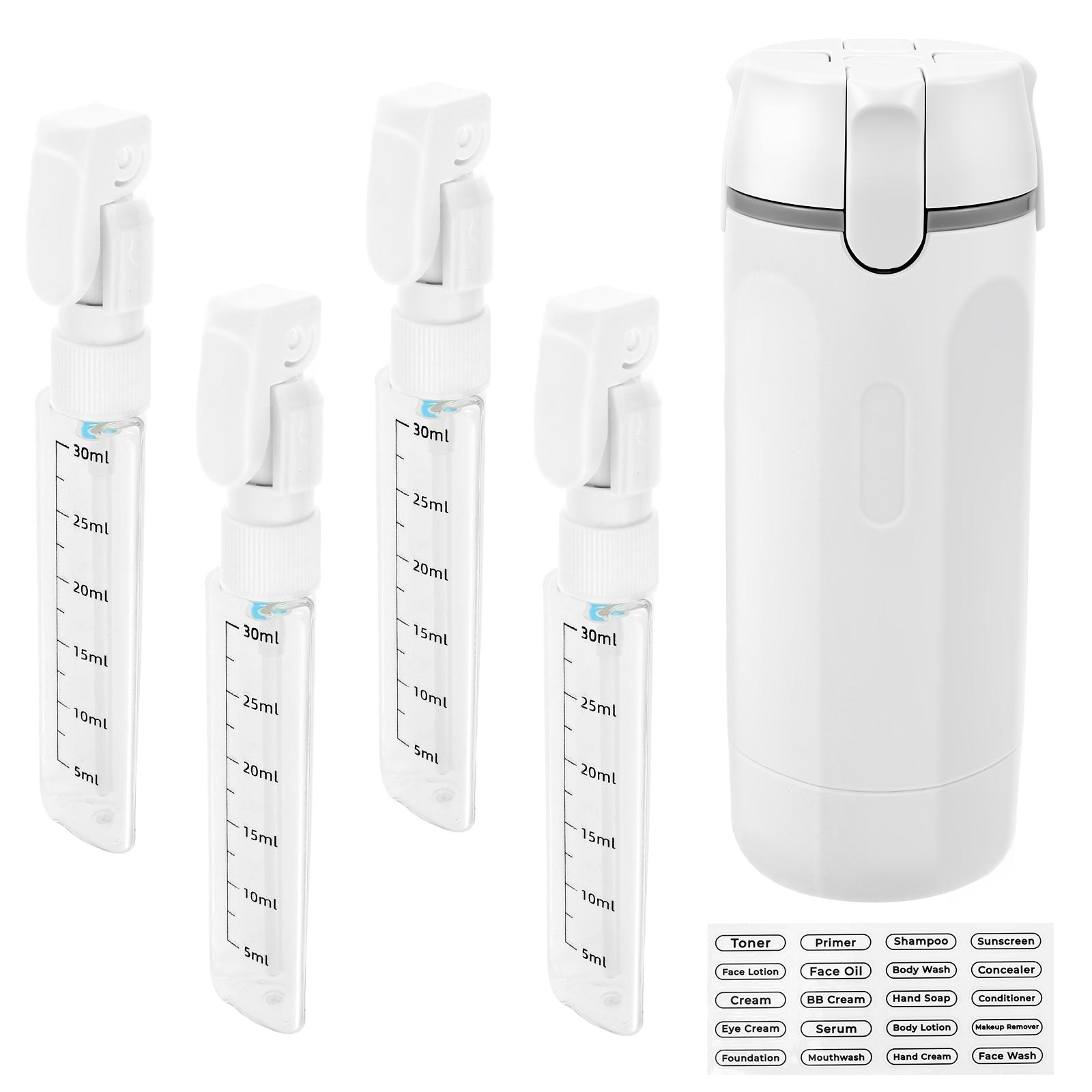 

4 in 1 Travel Liquid Dispenser Bottle Refillable Leakproof Portable Shampoo Lotion Shower Gel Lotion Press Container Bottles белый