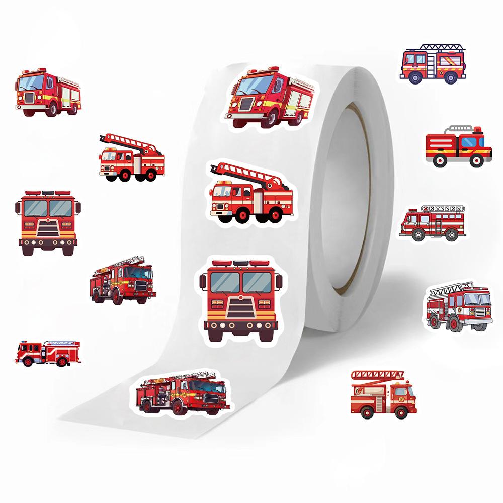 500PCS Fire Truck Roll Stickers Graffiti Cartoon Art Gift Scrapbooking Living Room Phone Community Skateboard Nostalgia Sticker