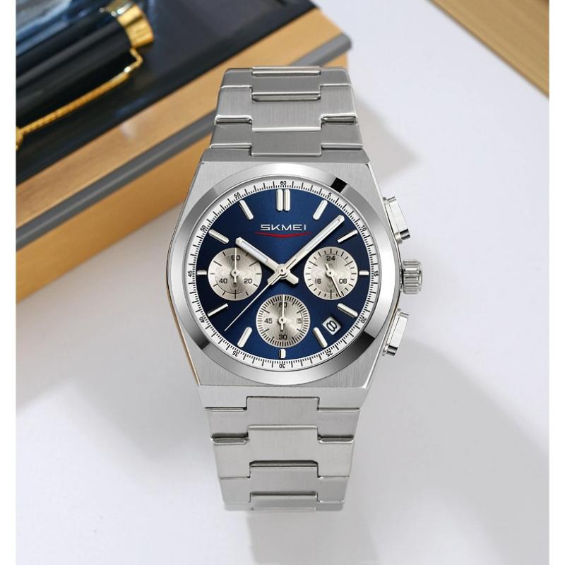 SKMEI Luxury Men Watch Waterproof Luminous Chronograph Date Stainless Steel Watch for Men Quartz Military Men's Watches