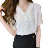 Women's Lace V-Neck Chiffon Short-Sleeve Summer Top - Stylish & Elegant