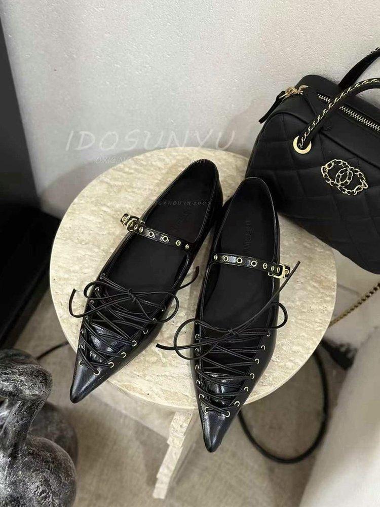 

2025 spring and summer new cross-strap bow pointed head thin heel medium heel bag head sandals high heel single shoes low heel women 35 чёрный