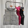 Vesta de puf ușoară pentru femei cu glugă 90% puf de rață albă Croială slim Scurtă tip puffer Iarnă Elegantă Îmbrăcăminte de birou
