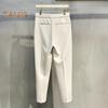 Men Suit Pants Drawstring Elastic Waist Straight Leg Solid Color Loose Formal Business Style Office Wear Trousers Ninth Pants