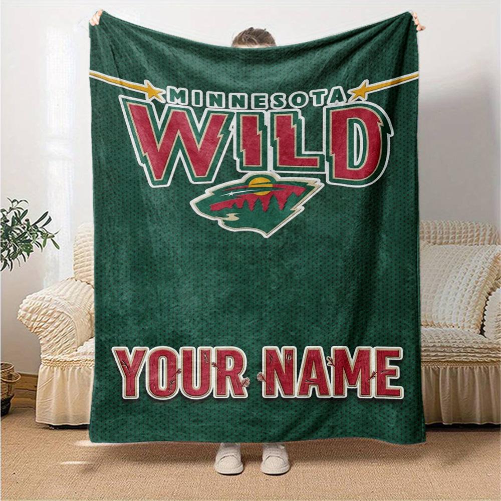 Name Custom Minnesota Wild Print Flannel Blanket High Quality Warm Comfortable Cover for All Seasons Perfect for Gifts Home Decor