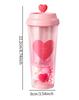 Heart Portable Cup Drinkware Leakproof Double Layer 435ml Tea Bottle Love Coffee Mug for Car Party