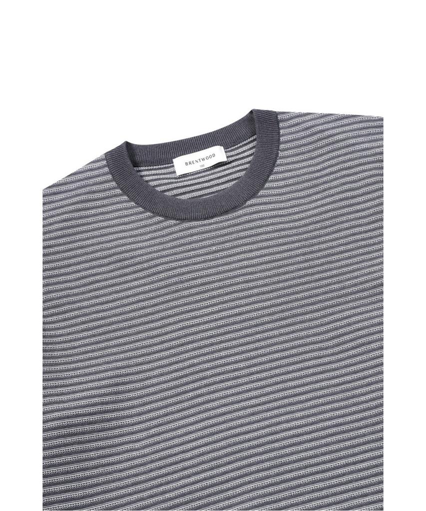 BRENTWOOD [Washable] Knitted Striped Round Neck Sweater Brwas26351Gyx