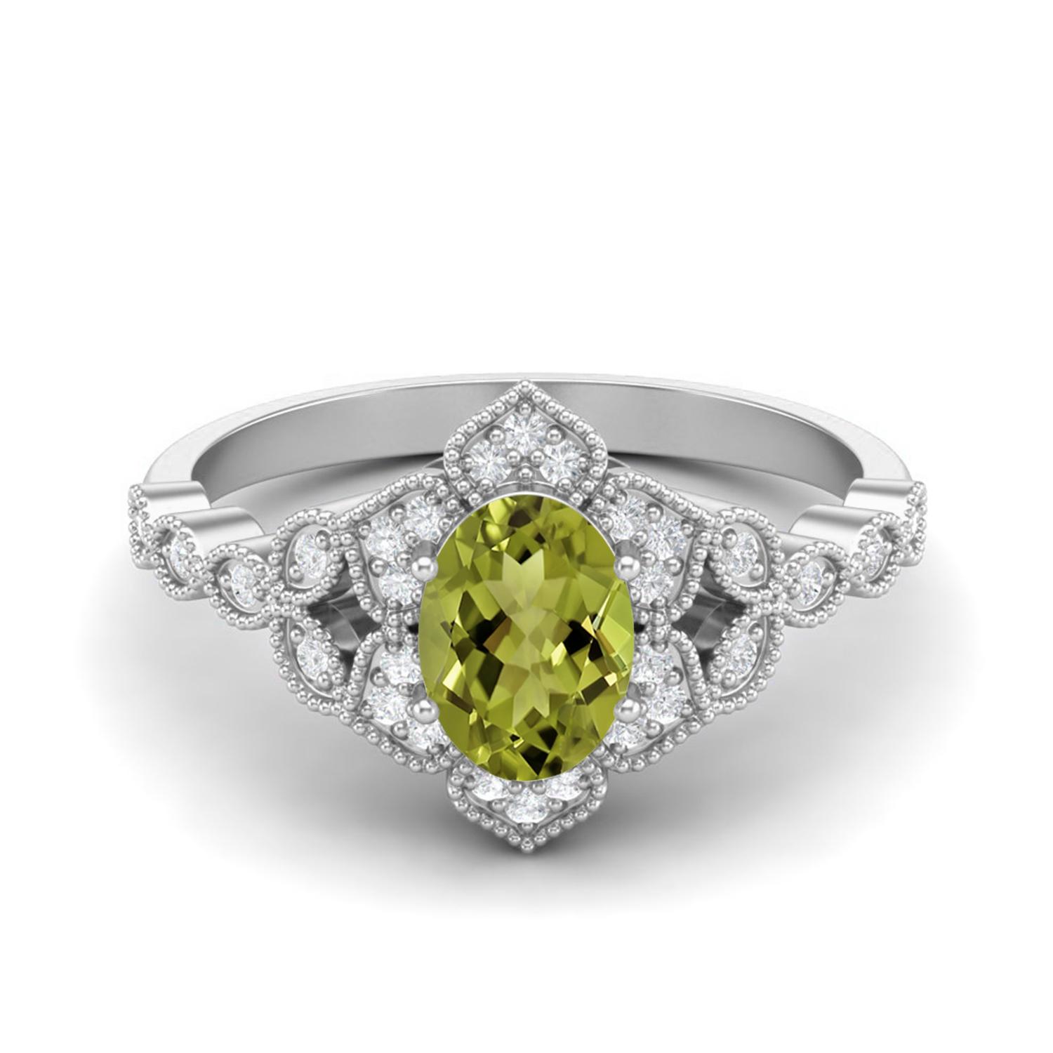 1.20 Ctw Oval Peridot 925 Sterling Silver Solitaire Women Bridal Wedding Ring 7