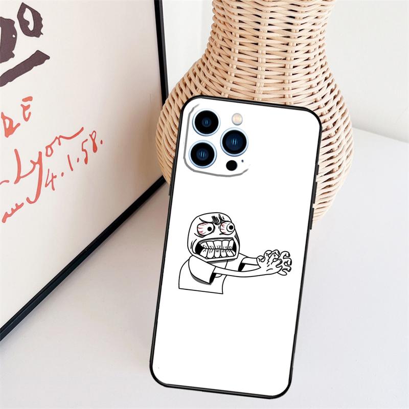 Funda de Teléfono Meme Cara de Troll Para iPhone 16 Pro Max 14 13 12 11 15 17 Pro Max mini 15 16 Plus 16e Cubierta Trasera