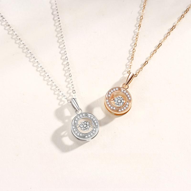 Circle Pendant Women'S Diamond Korean Version Niche Design Beating Heart Women'S Zircon Necklace Premium Durable