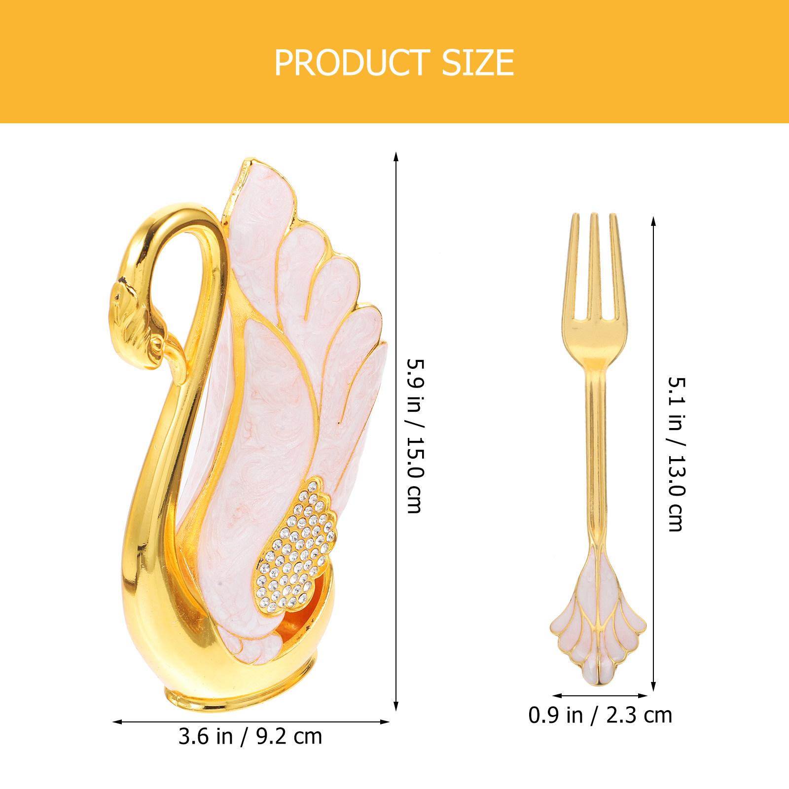 

1Set Swan Shape Metal Fork Holder Smooth Surface Dessert Fork Storage Rack Creative Kitchen Fruit Forks Forks Coffee Spoons золотистый