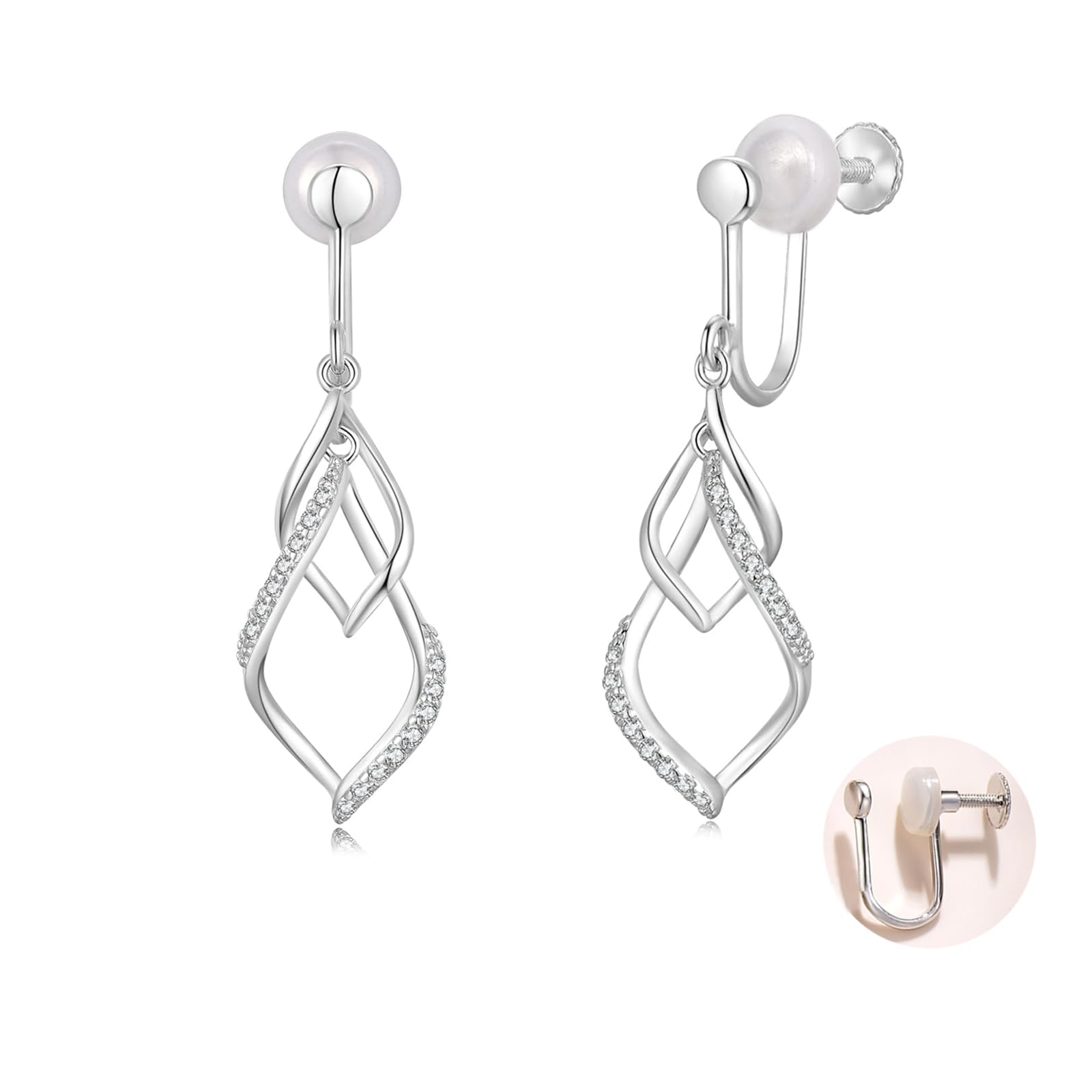 

Painless Earrings for Openwork 925 Hypoallergenic to Metal White Jewelry FH.bird Women, Design, Silver, Earrings, Cute, Simple, Elegant, Adults,