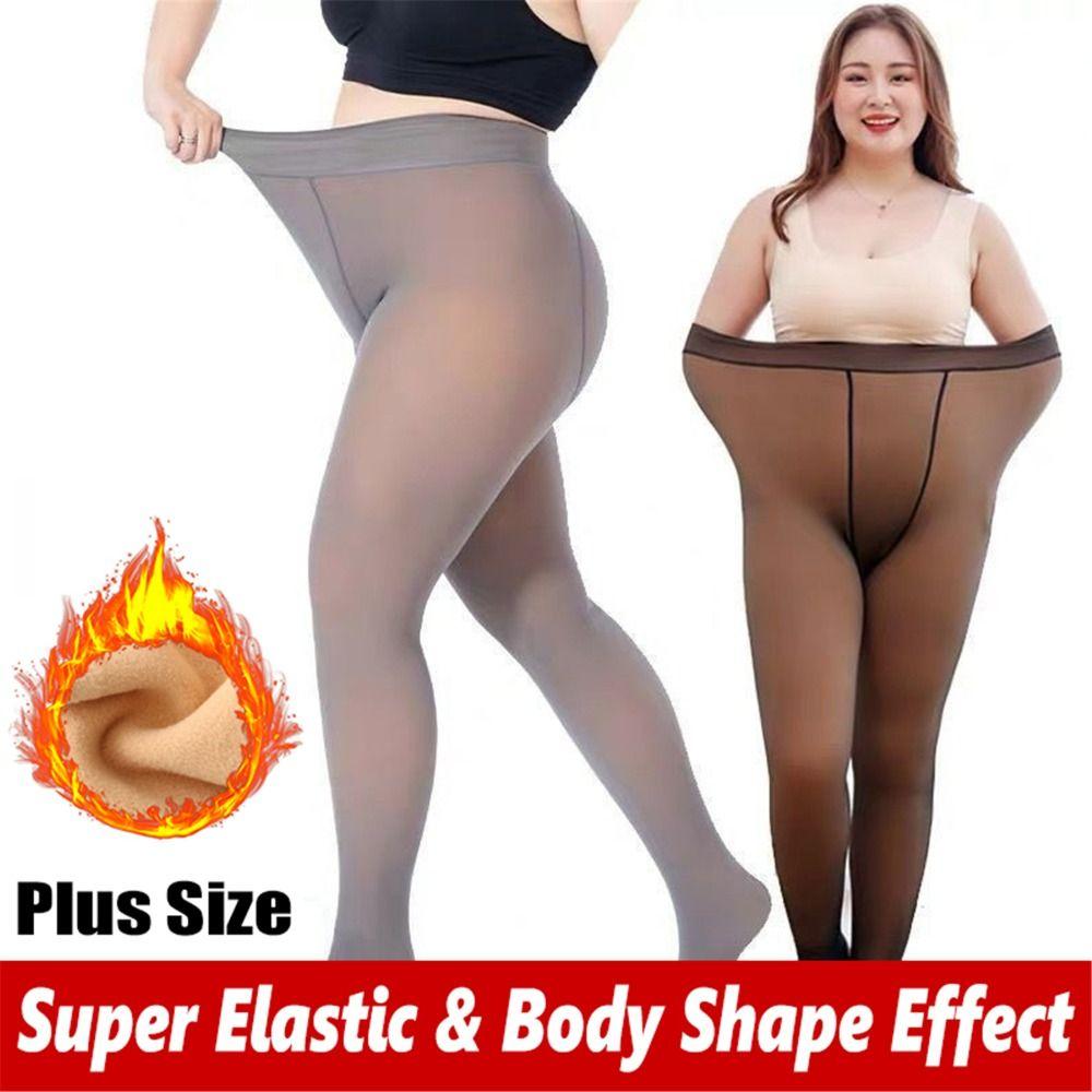 Fake Translucent Leggings Plus Size Warm Fleece Pantyhose Women's Winter Tights Tights Stockings