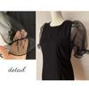 BEYANE Sheer Sleeve Cabaret Sexy Korean Party Wedding Short Concert Elegant Short Mini Plus Jeweled Formal Mini Cabaret Upper Arm Length Dress, Black,