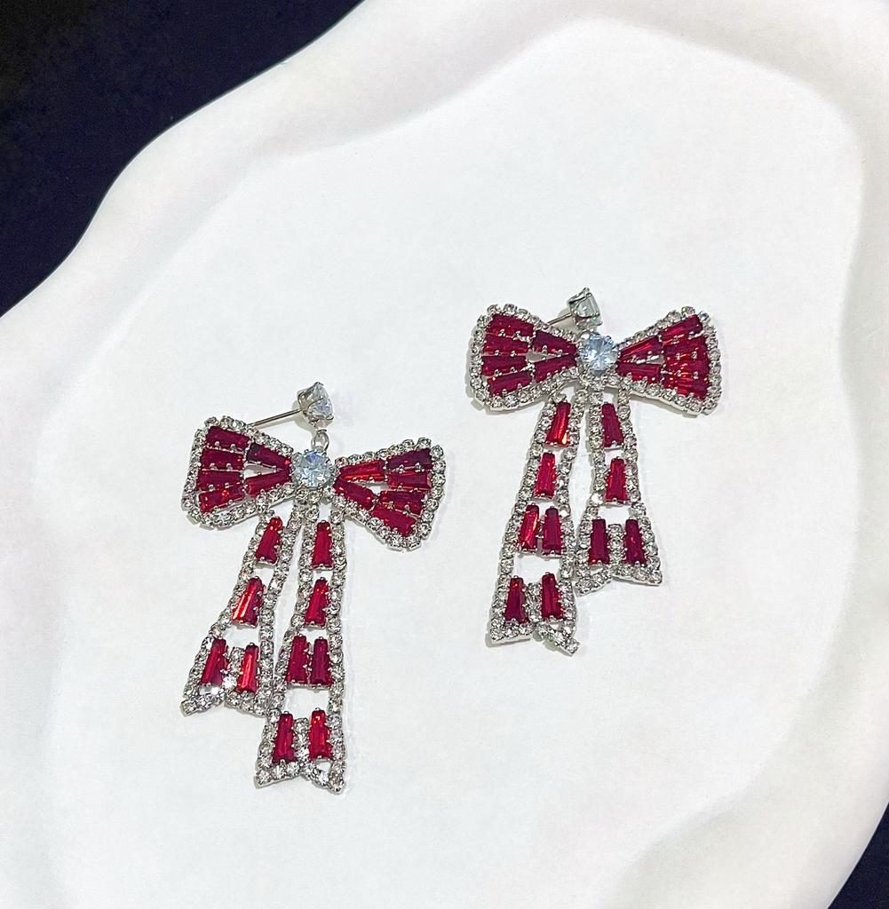 Korean Bow Necklace Ins Full Diamond Tassel Temperament Light Luxury Rhinestone Simple Neck Chain Collarbone Chain Fashion Jewelry