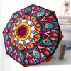 1pc Mandala Artwork Automatic Open/Close Umbrella, Umbrella with Cartoon Design, Portable Compact Umbrella for Men & Women, Good Holiday Gif