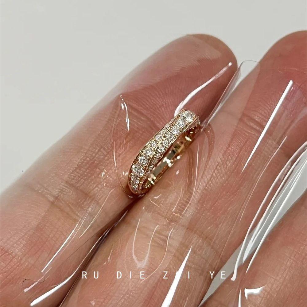 Mobius Ring Silver Zircon Full Diamond Ring Light Luxury Heavy Industry Premium Sense Ring NO 8