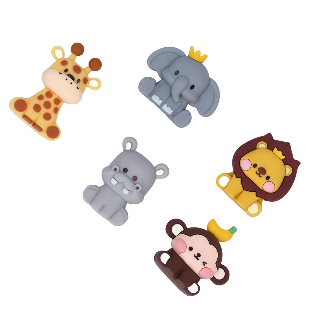 5Pcs Jungle Animal Cake Toppers Safari Figures Cute Decoration Monkey Elephant Giraffe Hippo Lion