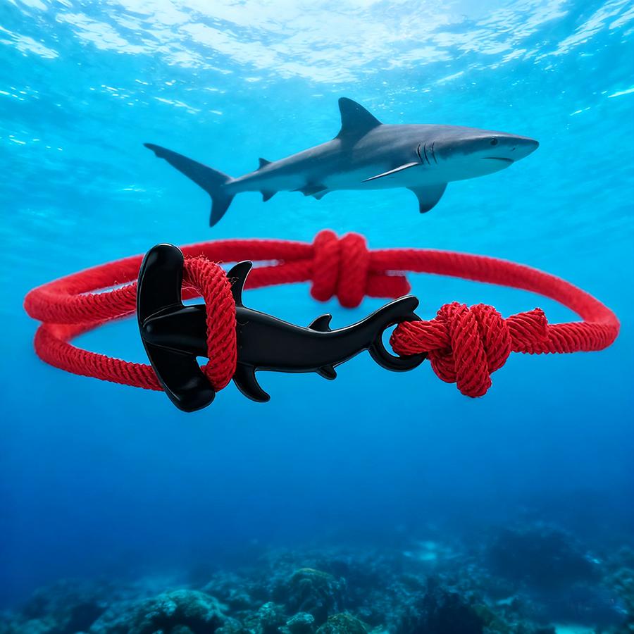 New Marine Animal Lovers Shark Bracelet For Men Sliding Adjustable 7 Colors Grade A 3mm Thin String Braslet Pulseria Hombre