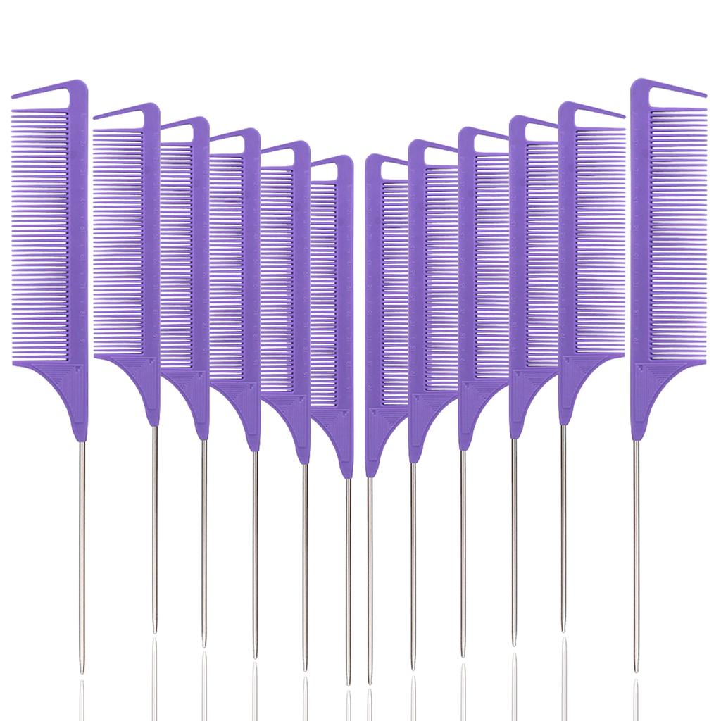 Rat Tail Comb Set - Professional Fine-Tip Comb, Anti-Static Hair Dye Comb & Steel Pin Hairbrush,Suitable for All Hair Types